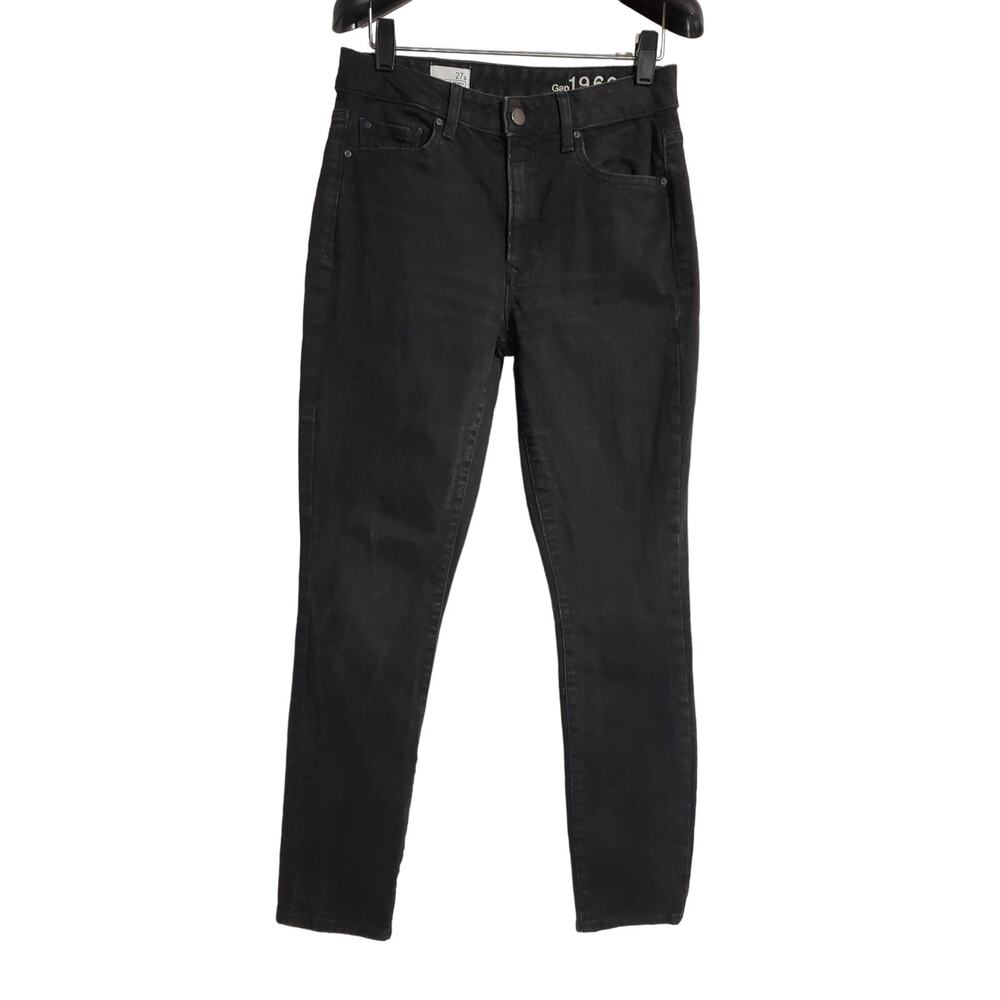 Gap 1969 Womens High Rise Skinny Black Denim Jeans Size 27 Stretch Classic